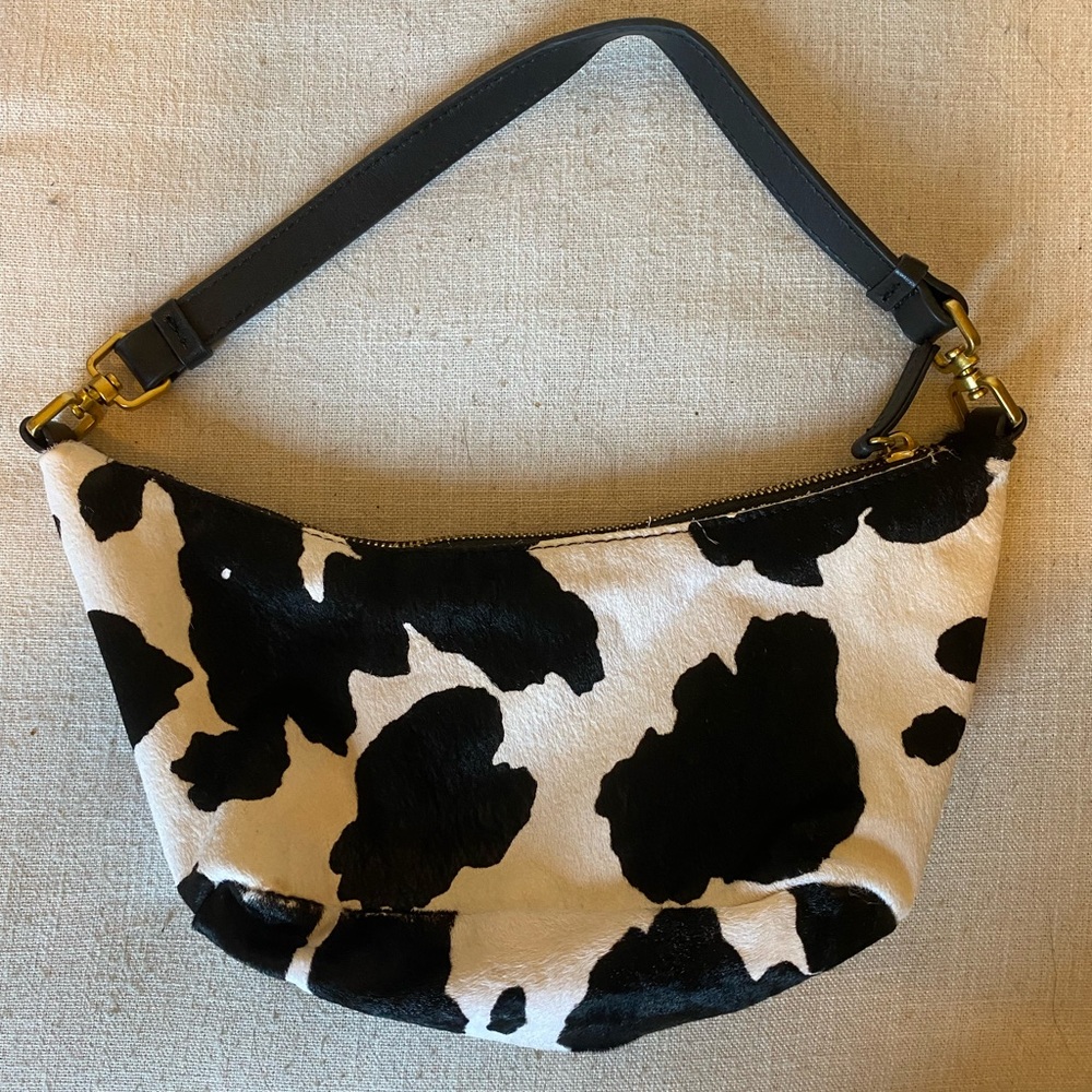 Black and White Cow Calfskin Shoulder Bag